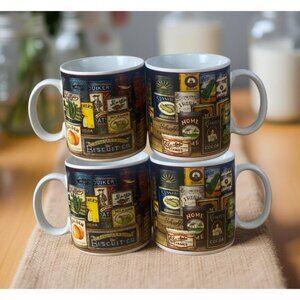 Set of 4 David Carter Brown “Homestead Pantry” Mugs – Sakura Oneida 2002 – Vinta